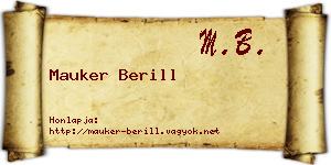 Mauker Berill névjegykártya